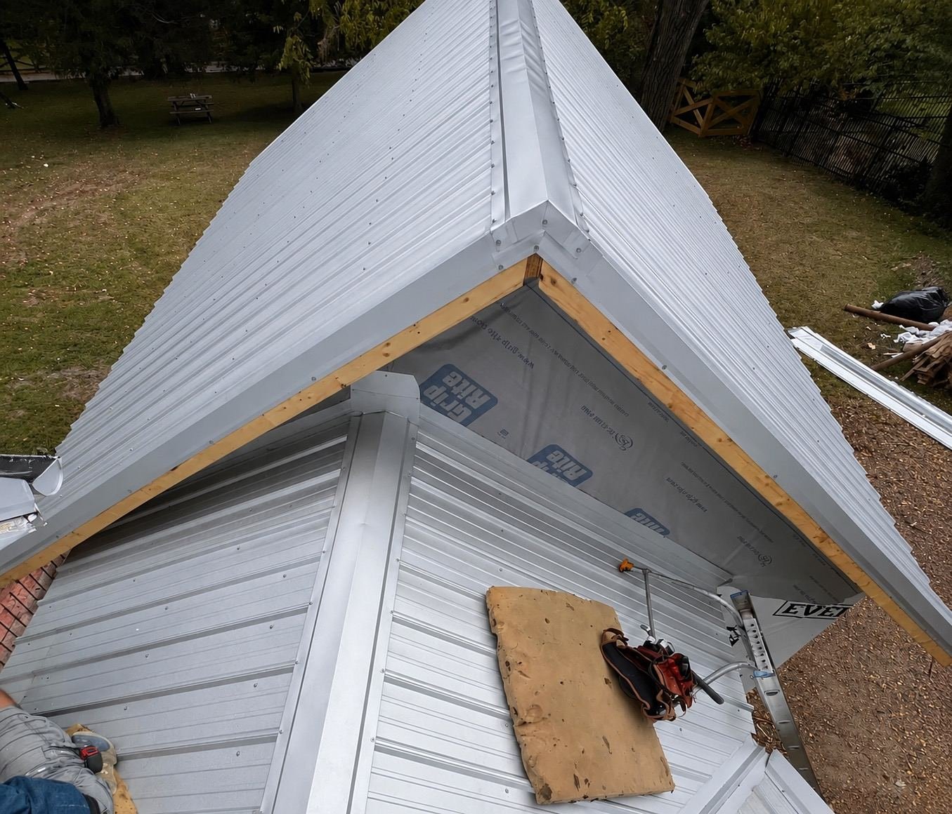 Standing-seam metal roof installation