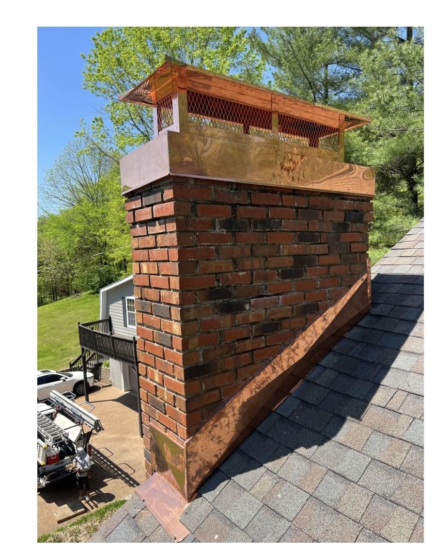 Copper chimney chase cover and flashing